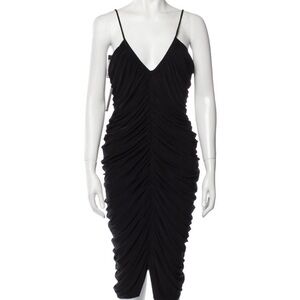 Norma Kamali Black Ruched Midi Dress
